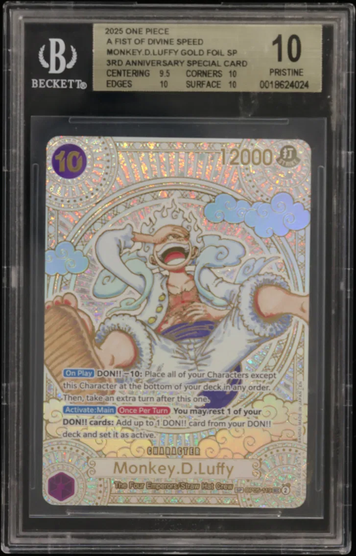 2025 #OP05119 Monkey.D.Luffy GOLD SP/(3rd Anniversary Special Card) BGS 10 One Piece Card Game A Fist of Divine Speed