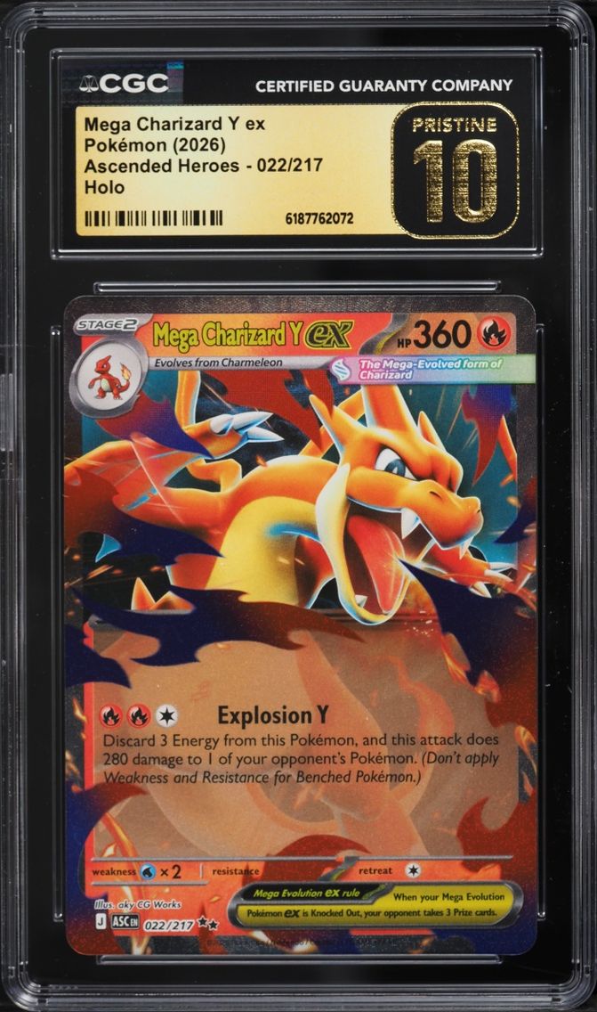 2026 #22 Mega Charizard Y EX CGC 10 Pokemon Mega Evolution Ascended Heroes Holo