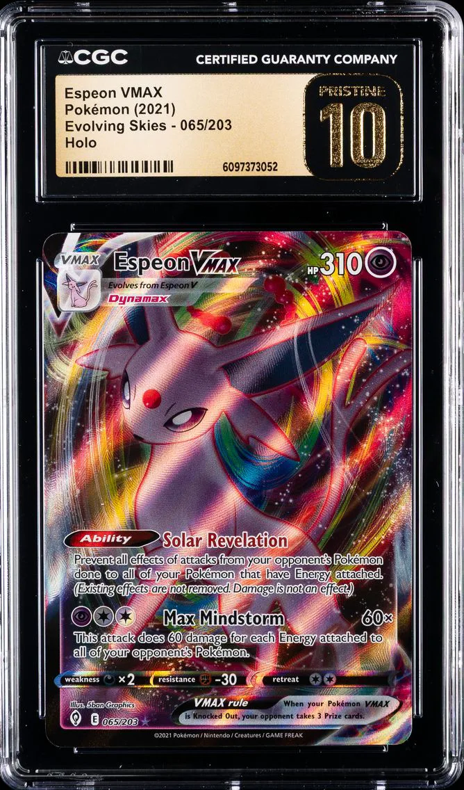 2021 #065 Full Art/Espeon Vmax CGC 10 Pristine Sword & Shield Evolving Skies Pokemon
