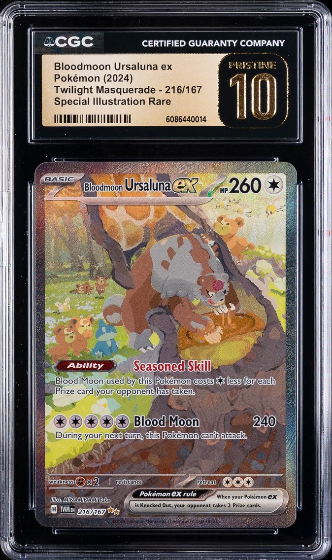 2024 #216 Bloodmoon Ursaluna EX CGC 10 Pristine Twm EN-Twilight Masquerade Pokemon