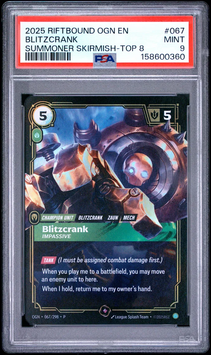 2025 #067 Blitzcrank - Impassive PSA 9 Riftbound: League of Legends Ogn-Origins