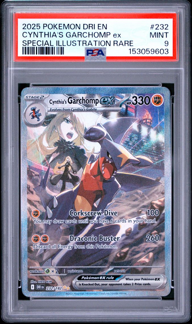 2025 #232 Cynthia's Garchomp EX PSA 9 Dri EN-Destined Rivals