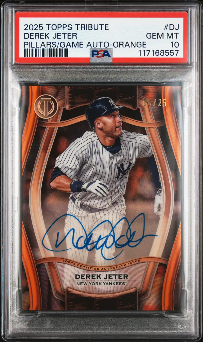 2025 #DJ Derek Jeter PSA 10 Topps Tribute Pillars of the Game Autographs