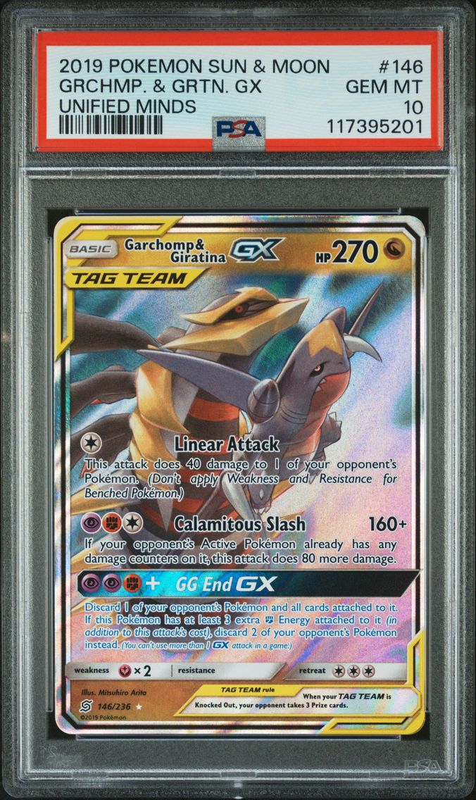 2019 #146 Garchomp & Giratina GX PSA 10 Sun & Moon Unified Minds Pokemon