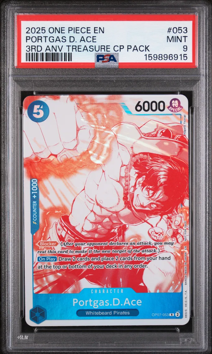 2025 #053 Portgas D. Ace PSA 9 One Piece 3rd Anniversary! One Piece Card Treasure Campaign Pack