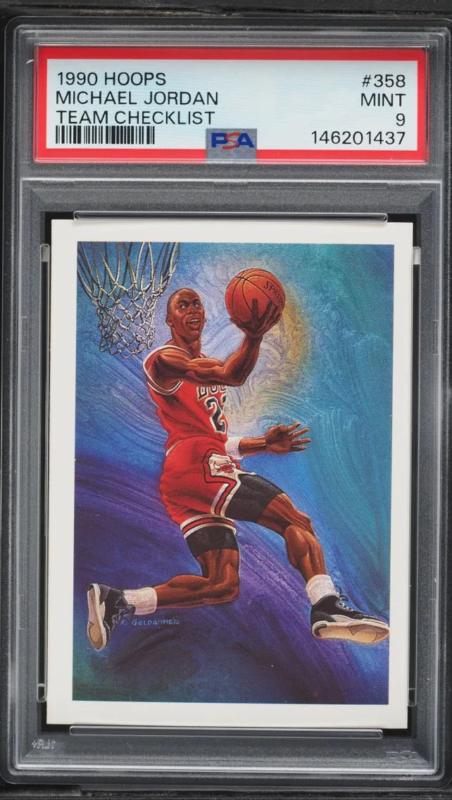 1990 Hoops Team Checklist Michael Jordan #358 PSA 9 MINT