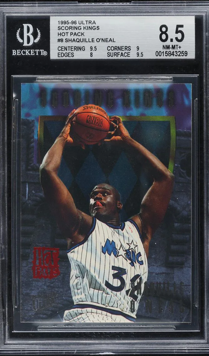 1995 ULTRA SCORING KINGS HOT PACK SHAQUILLE O'NEAL #8 BGS 8.5 NM-MT+