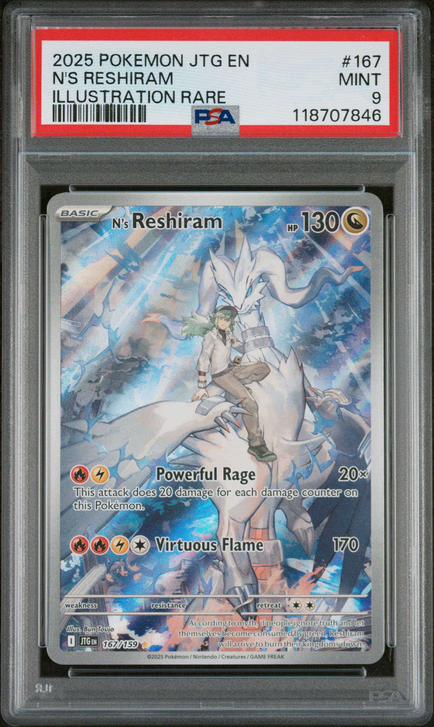 2025 #167 N'S Reshiram PSA 9 Jtg En-Journey Together