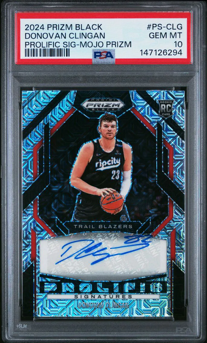 2024 #PS-CLG Donovan Clingan PSA 10 Panini Prizm Black Prolific Signatures