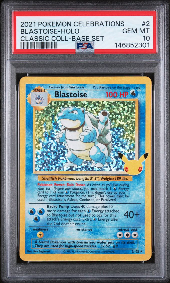 2021 #2 Blastoise-Holo PSA 10 Celebrations Classic Collection