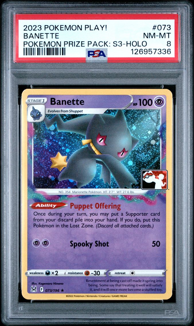 2023 #073 Banette PSA 8 Play! Prize Pack: Series 3 Pokemon