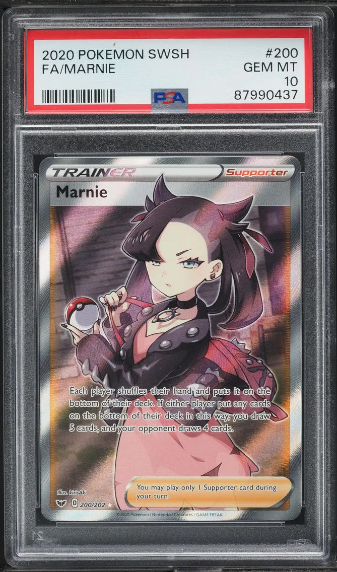 2020 #200 SWORD & SHIELD FULL ART MARNIE PSA 10 POKEMON