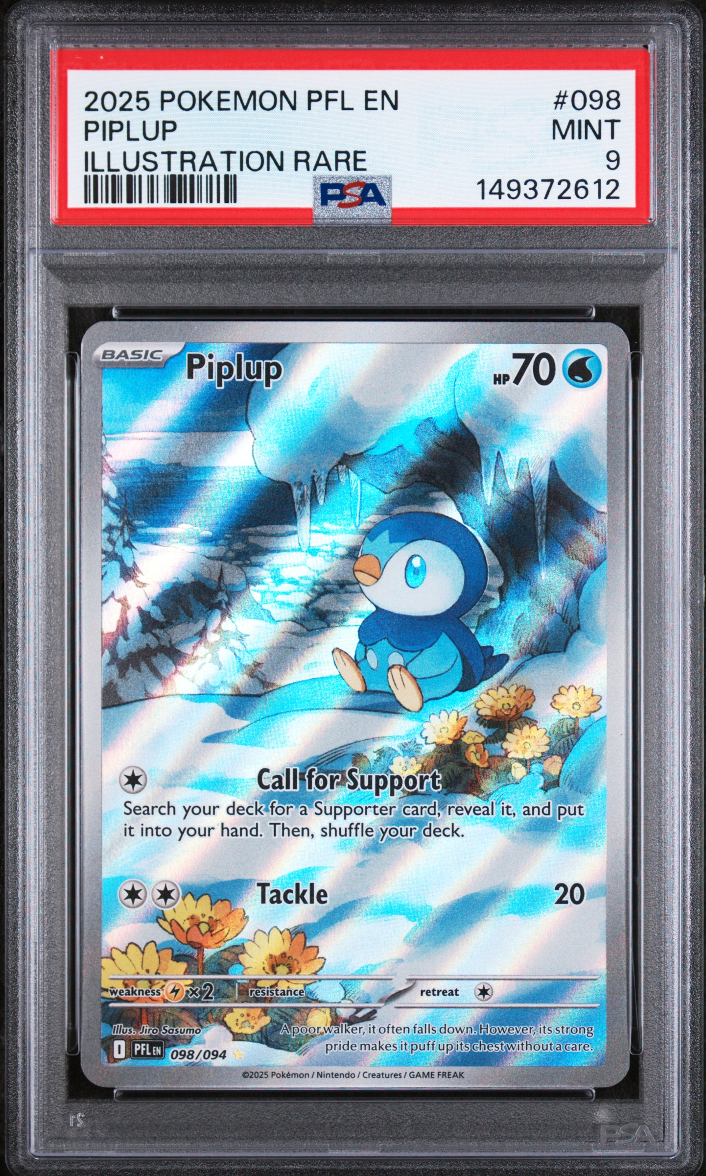 2025 #098 Piplup PSA 9 Pfl En-Phantasmal Flames