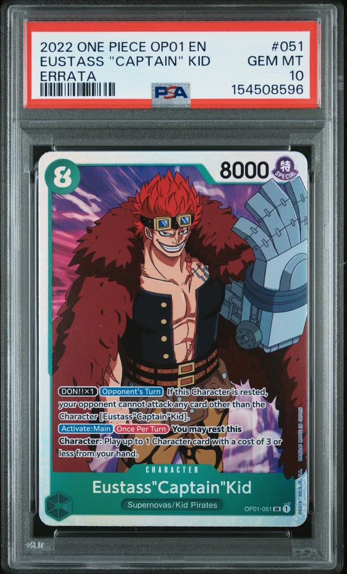 2022 #051 Eustass "Captain" Kid PSA 10 One Piece OP01-Romance Dawn