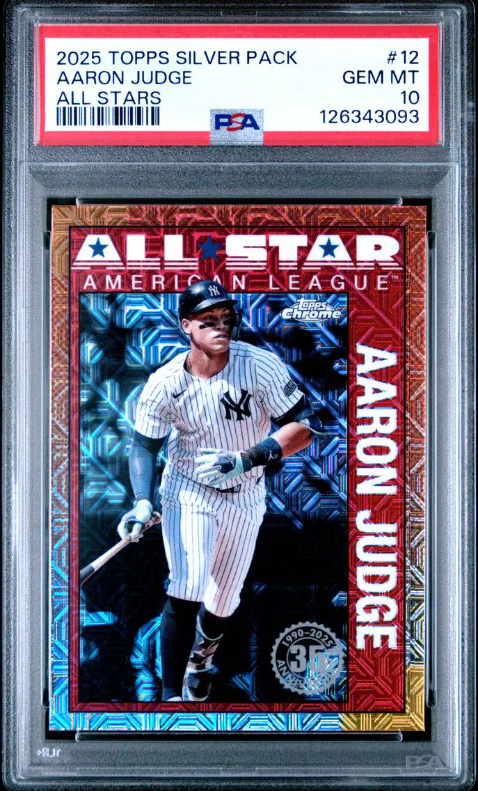 2025 #12 Aaron Judge PSA 10 Topps Silver Pack 1990 Chrome All Stars