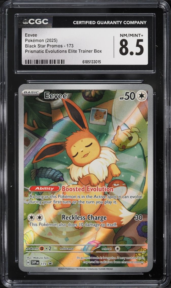 2025 #173 Eevee CGC 8.5 Pokemon Scarlet & Violet Promo Prismatic Evolutions ETB Full Art