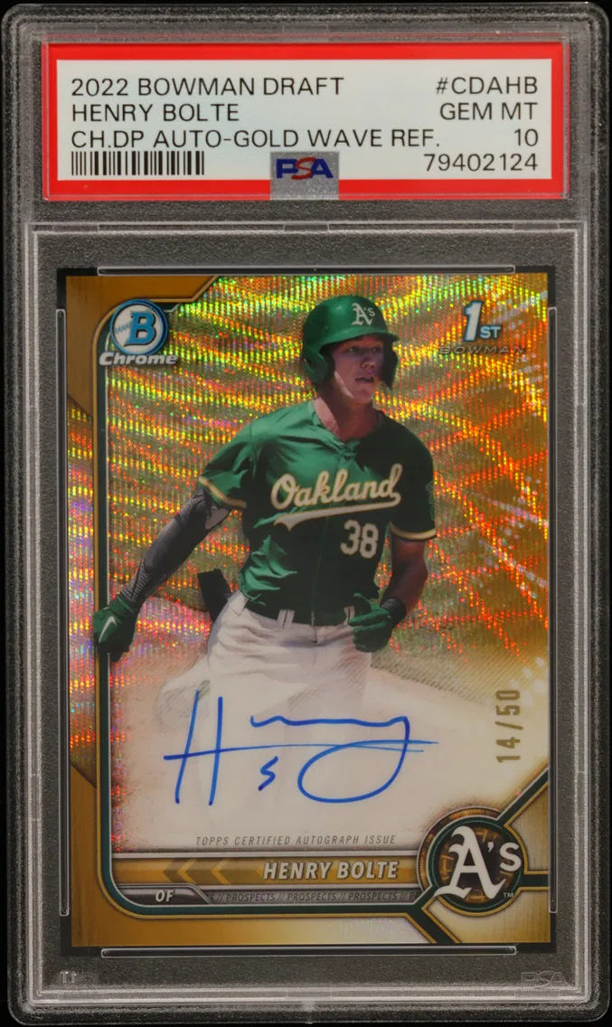 2022 #CDAHB HENRY BOLTE PSA 10 Bowman Draft Chrome Draft Pick Autographs