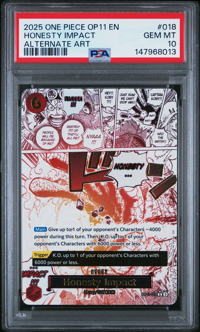 2025 #018 Honesty Impact PSA 10 One Piece OP11-A Fist of Divine Speed