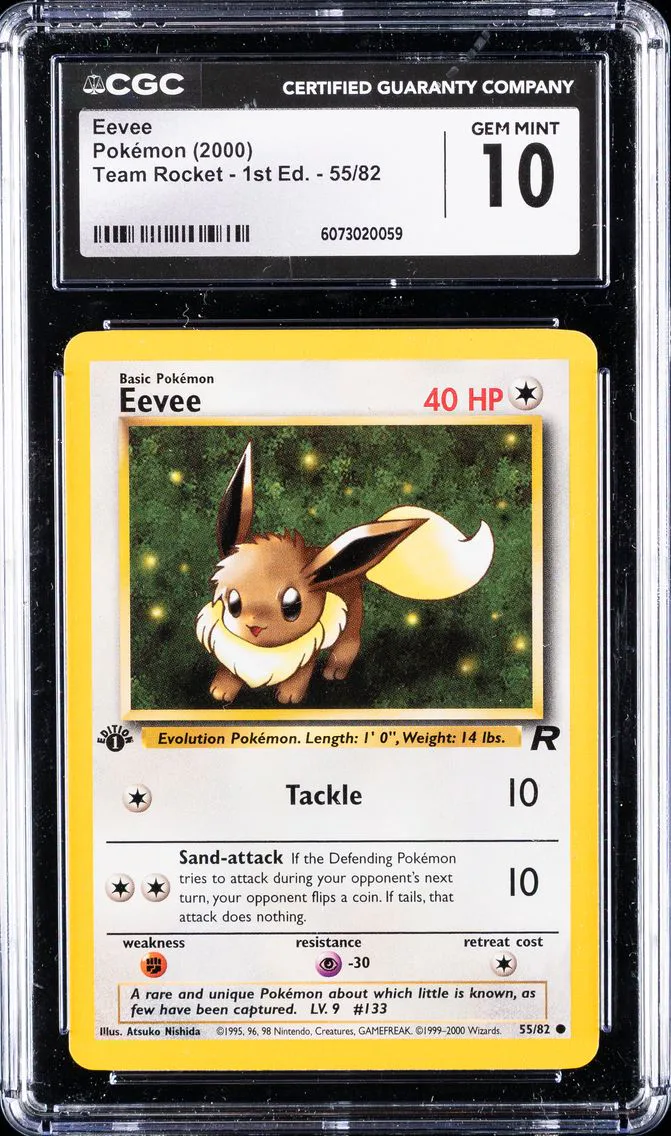 2000 #55 Eevee 1st Edition CGC 10 Rocket Pokemon