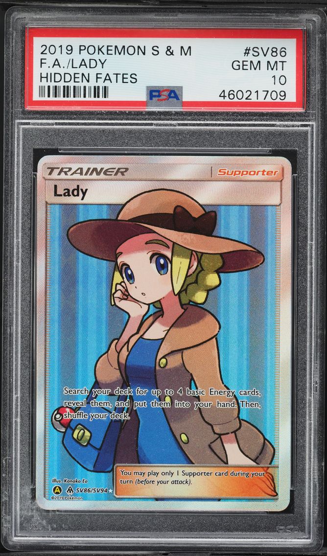 2019 #SV86 Full Art/Lady PSA 10 Sun & Moon Hidden Fates Pokemon