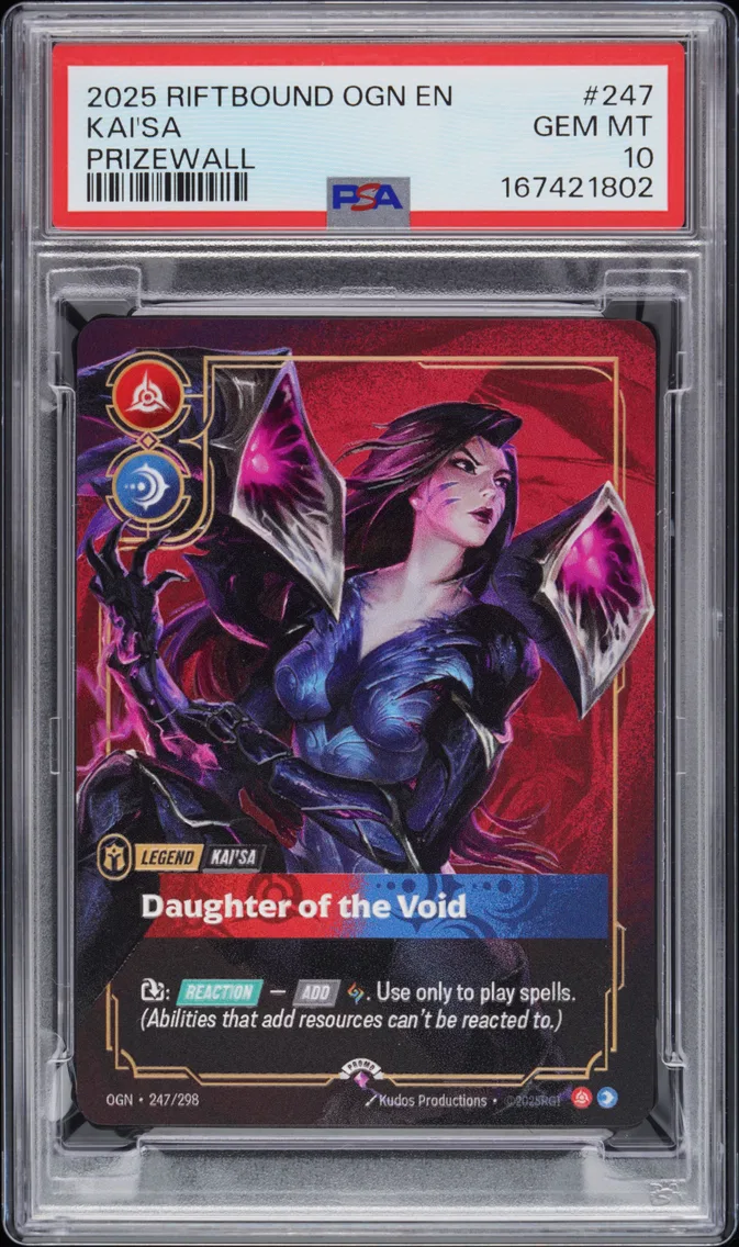 2025 #247 Kai'SA - Daughter of the Void PSA 10 Riftbound: League of Legends Ogn-Origins Plated Legends