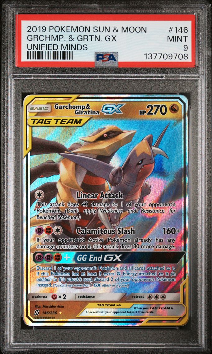 2019 #146 Garchomp & Giratina GX PSA 9 Sun & Moon Unified Minds Pokemon