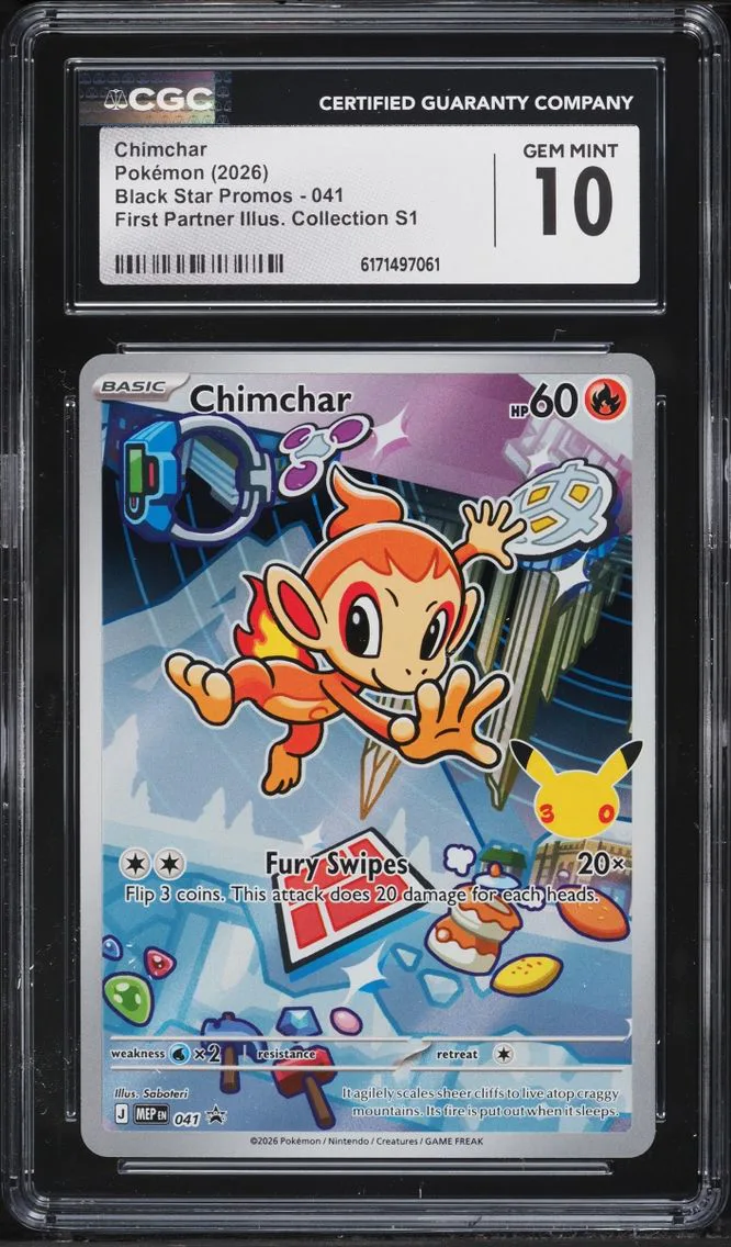 2026 Pokemon Mega Evolution Promo First Partner Illustration Full Art Chimchar #41 CGC 10 GEM
