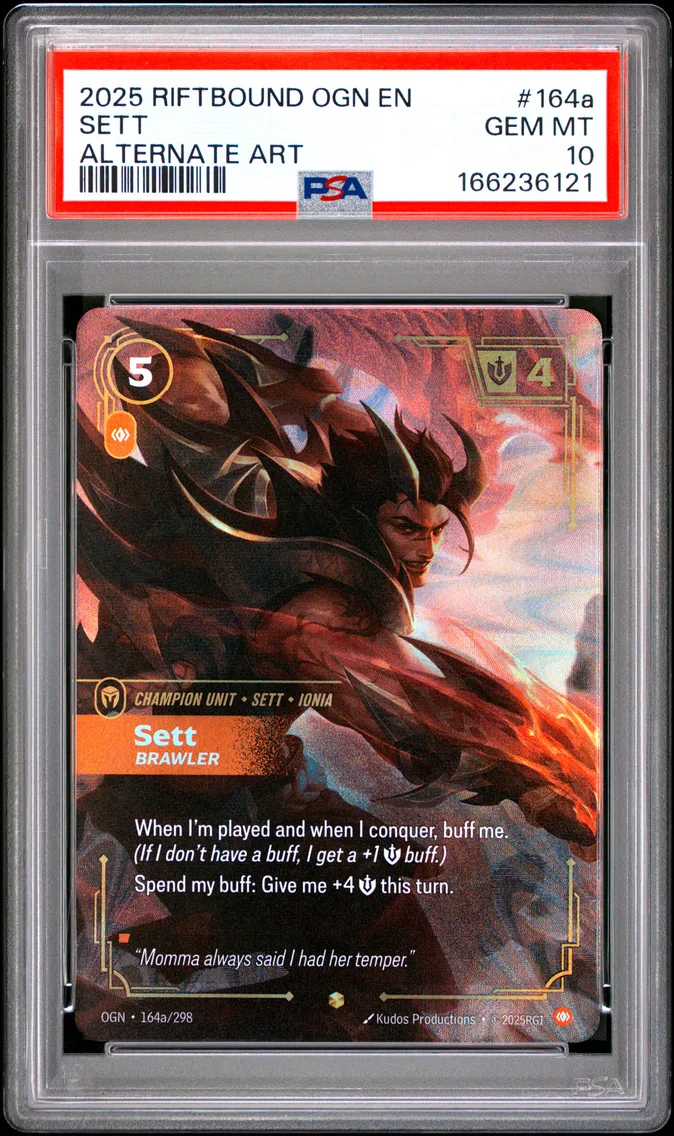 2025 #164a Sett - Brawler PSA 10 Riftbound: League of Legends Ogn-Origins