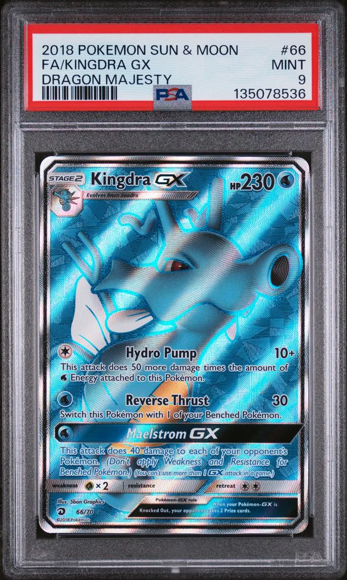 2018 #66 Full Art/Kingdra GX PSA 9 Sun & Moon Dragon Majesty Pokemon