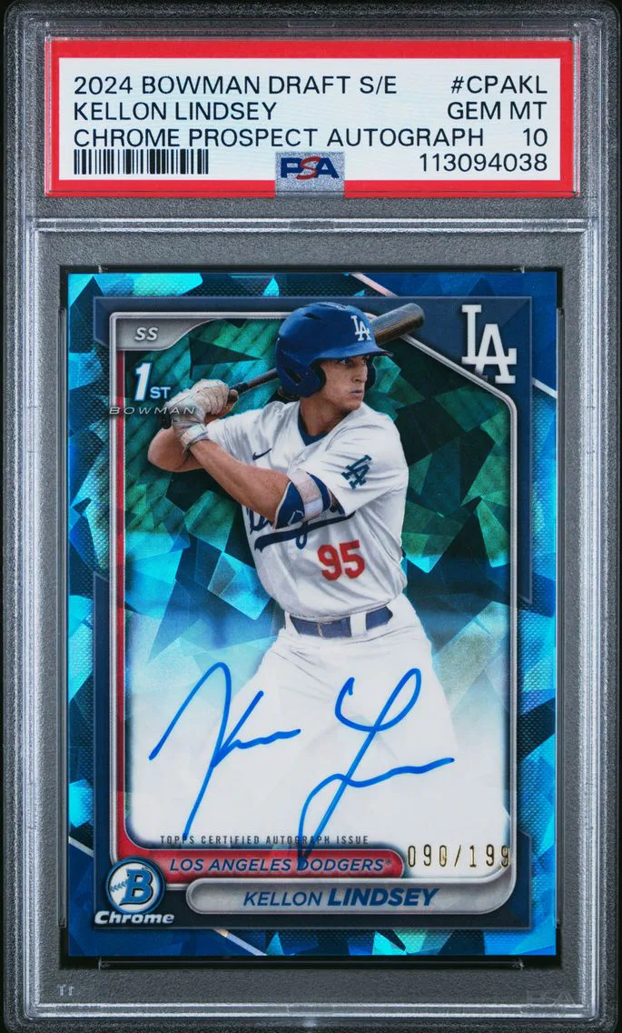 2024 #CPAKL Kellon Lindsey PSA 10 Bowman Draft Sapphire Edition Chrome Sapphire Prospect Autographs