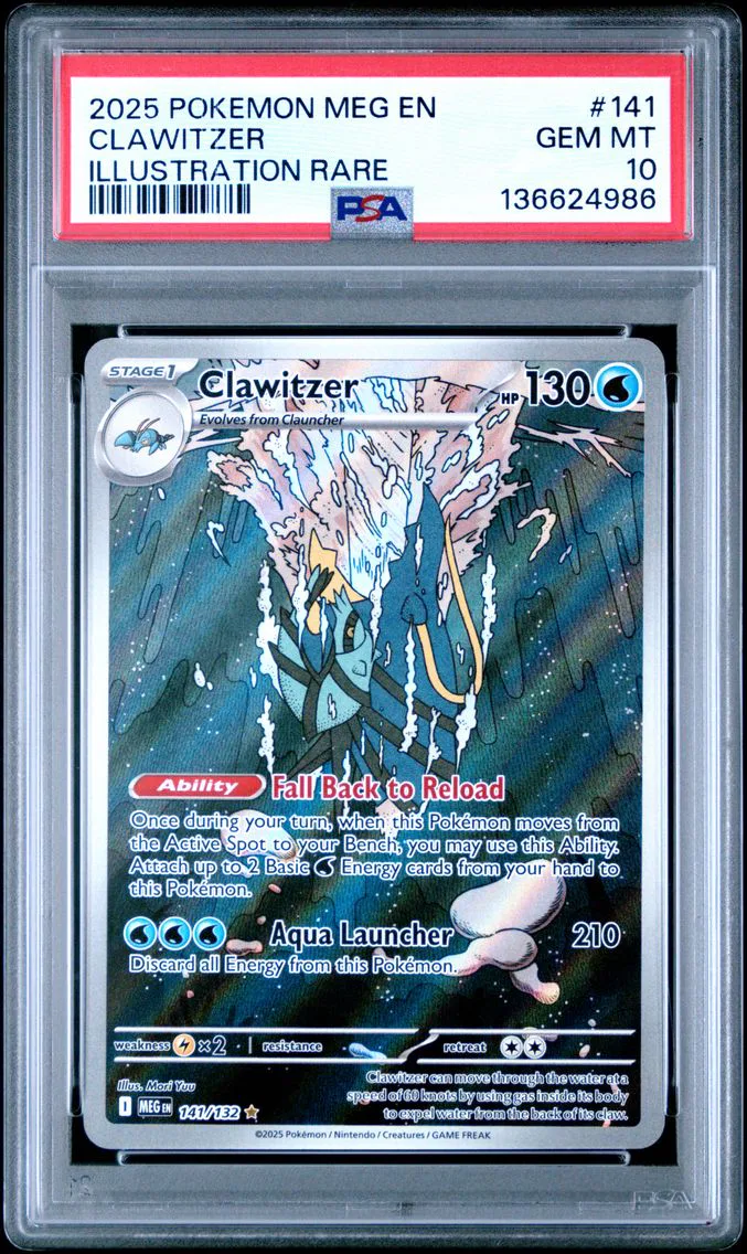 2025 #141 Clawitzer PSA 10 Meg EN-Mega Evolution Pokemon