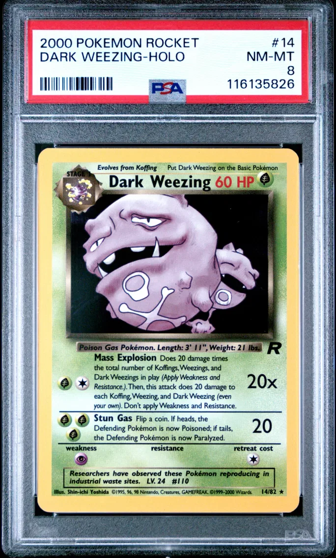 2000 #14 Dark Weezing-Holo PSA 8 Rocket