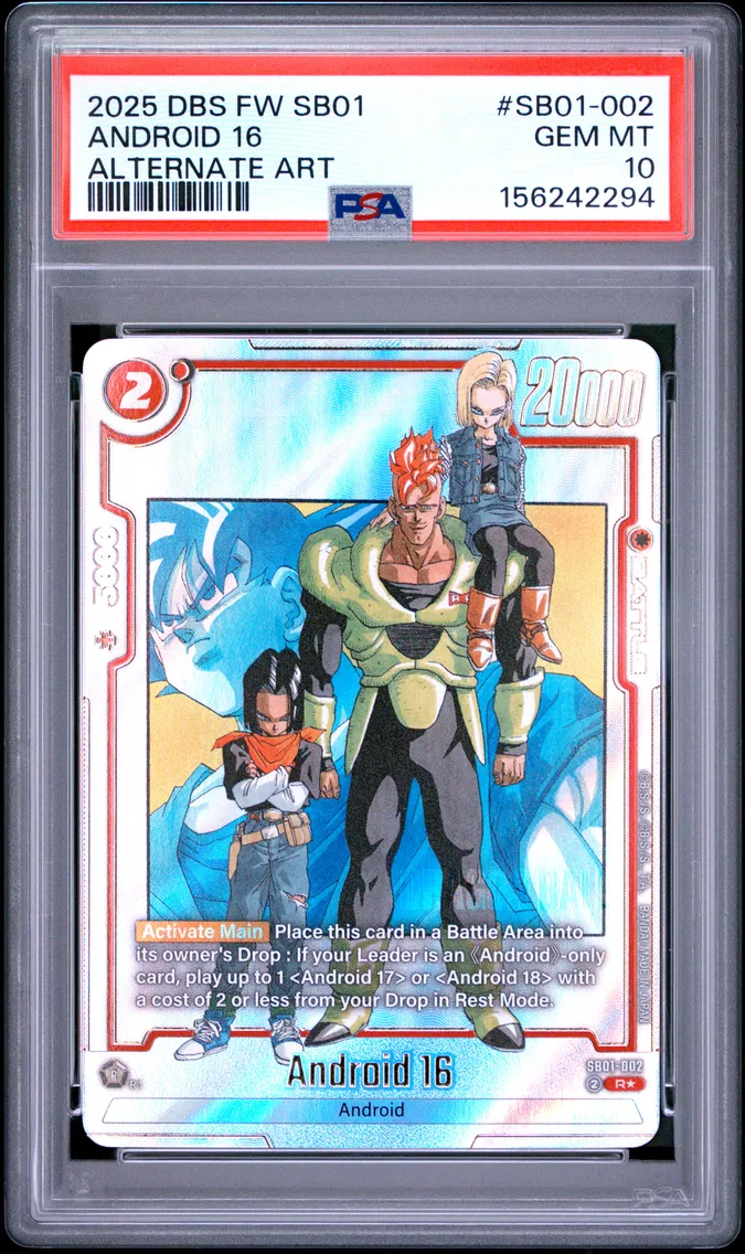 2025 #SB01-002 Android 16 PSA 10 Dragon Ball Super Card Game Fusion World Manga Booster 01