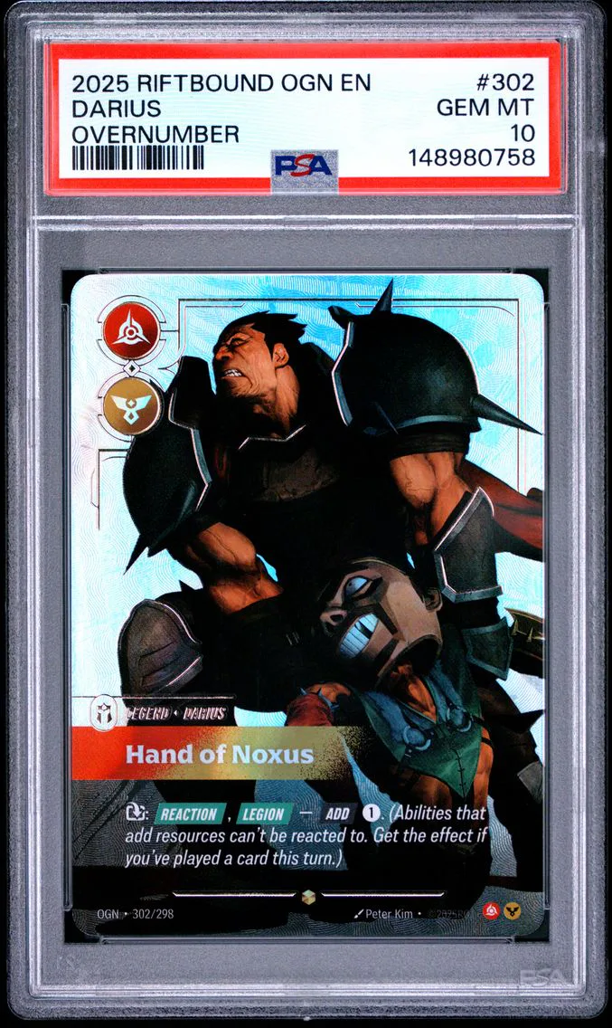 2025 #302 Darius - Hand of Noxus PSA 10 Riftbound: League of Legends Ogn-Origins