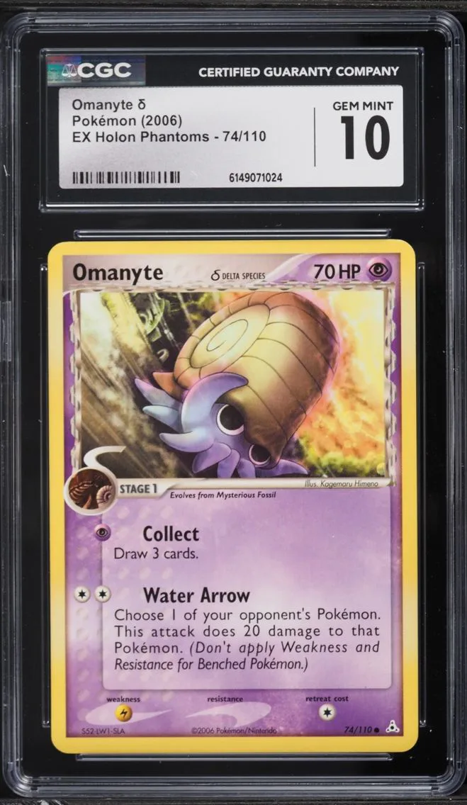 2006 Pokemon EX Holon Phantoms Omanyte #74 CGC 10 GEM MINT