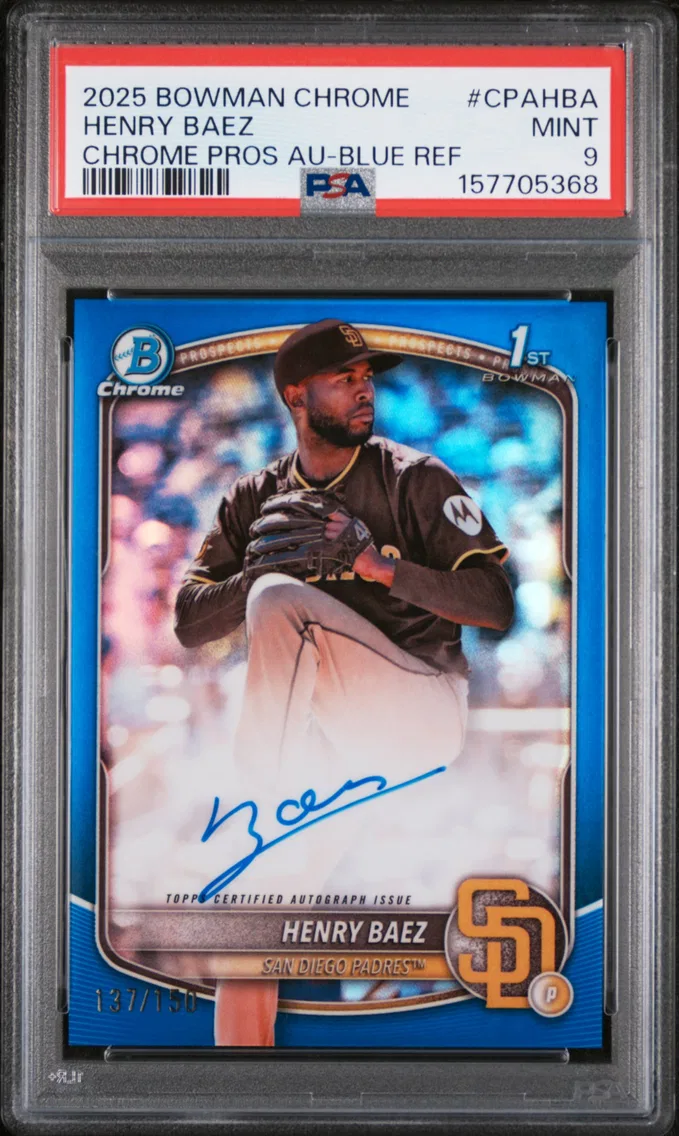 2025 #CPAHBA Henry Baez PSA 9 Bowman Chrome Prospect Autographs