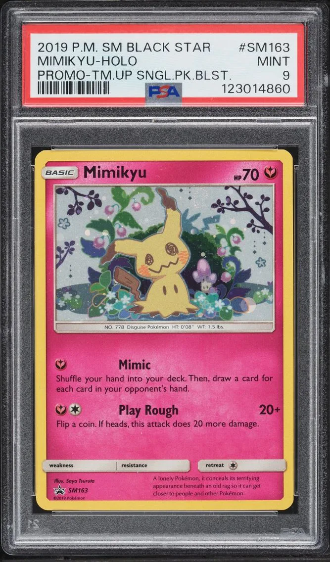 2019 Pokemon Sun & Moon Black Star Promo Team Up Holo Mimikyu #SM163 PSA 9 MINT