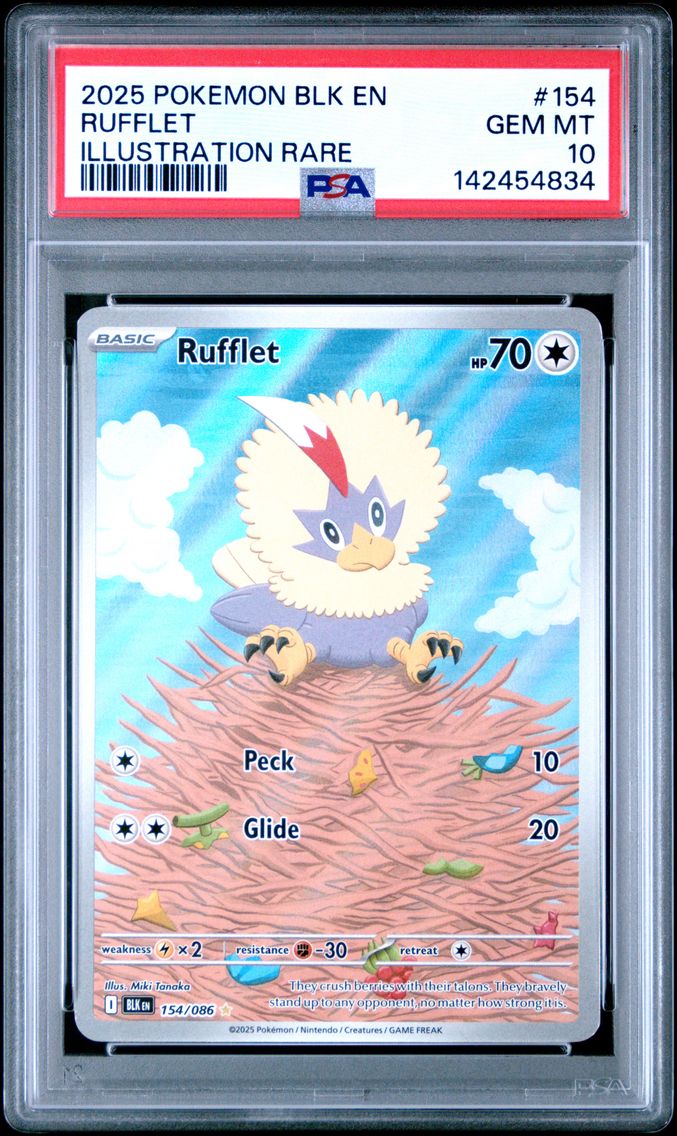 2025 #154 Rufflet PSA 10 Blk EN-Black Bolt Pokemon