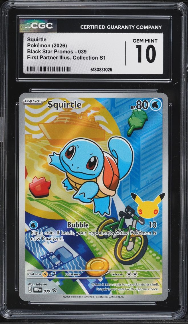 2026 Pokemon Mega Promo First Partner Illustration S1 Full Art Squirtle #39 CGC 10 GEM MINT