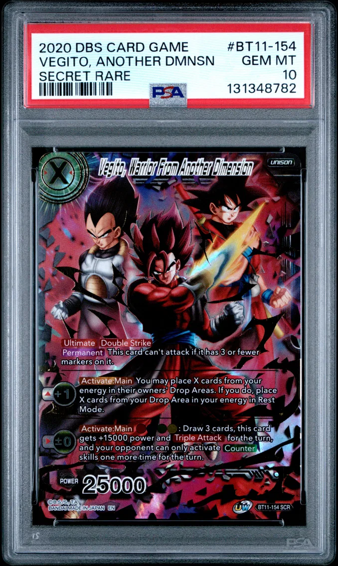 2020 #BT11-154 Vegito, Warrior From Another Dimension PSA 10 Dragon Ball Super Card Game Series 11 Vermilion Bloodline