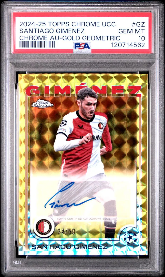 2024 #GZ Santiago Gimenez PSA 10 Topps Chrome UEFA Club Competitions Chrome Autographs