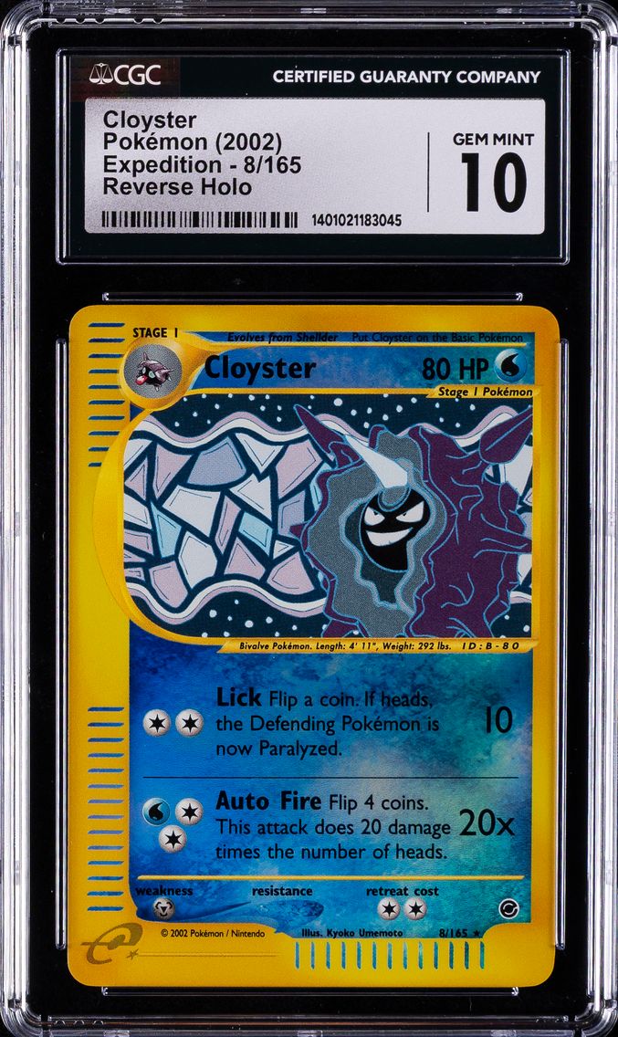 2002 #8 Cloyster-Reverse Foil CGC 10 Expedition Pokemon - Collector Crypt