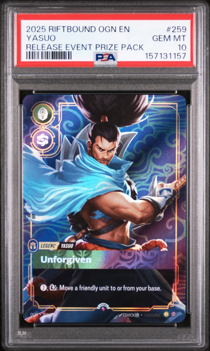 2025 #259 Yasuo - Unforgiven PSA 10 Riftbound: League of Legends Ogn-Origins