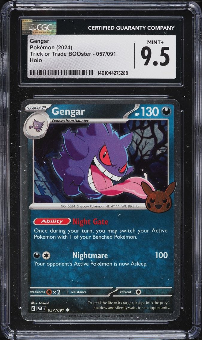 2024 Pokemon Scarlet & Violet Paldean Fates Trick Or Trade Holo Gengar #57 CGC 9.5 MINT+