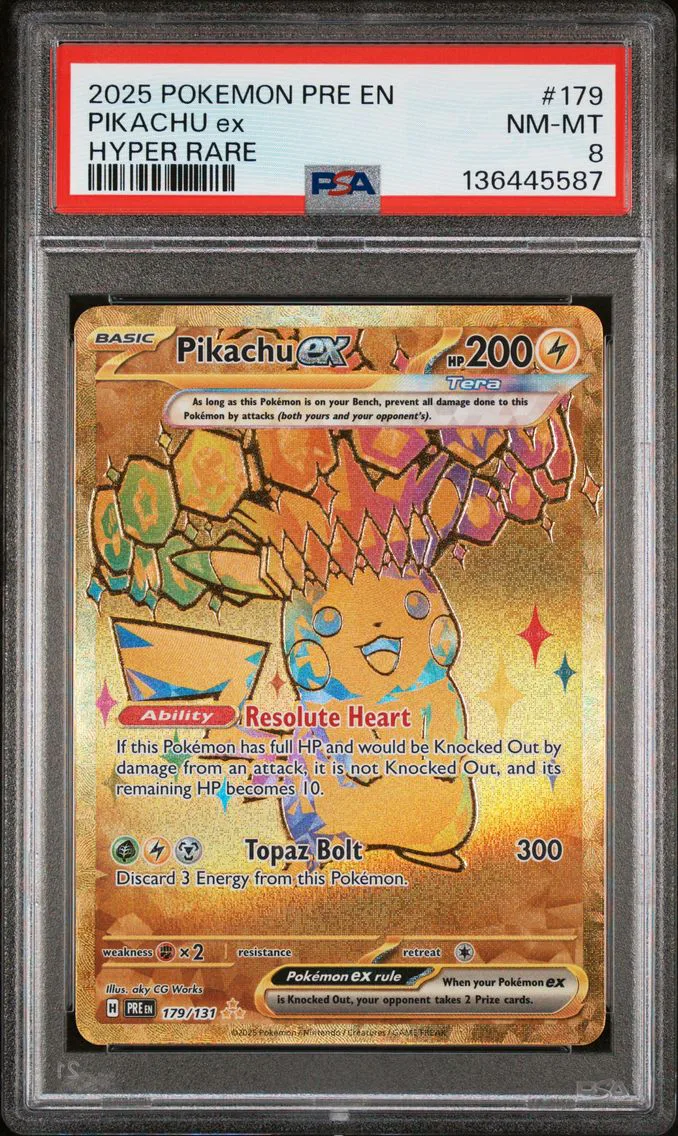 2025 #179 Pikachu EX PSA 8 Pre EN-Prismatic Evolutions Pokemon