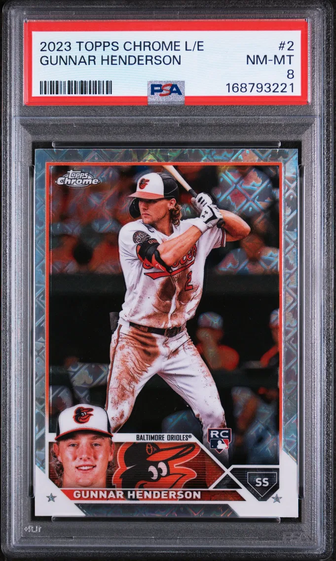 2023 #2 Gunnar Henderson PSA 8 Topps Chrome Logofractor Edition