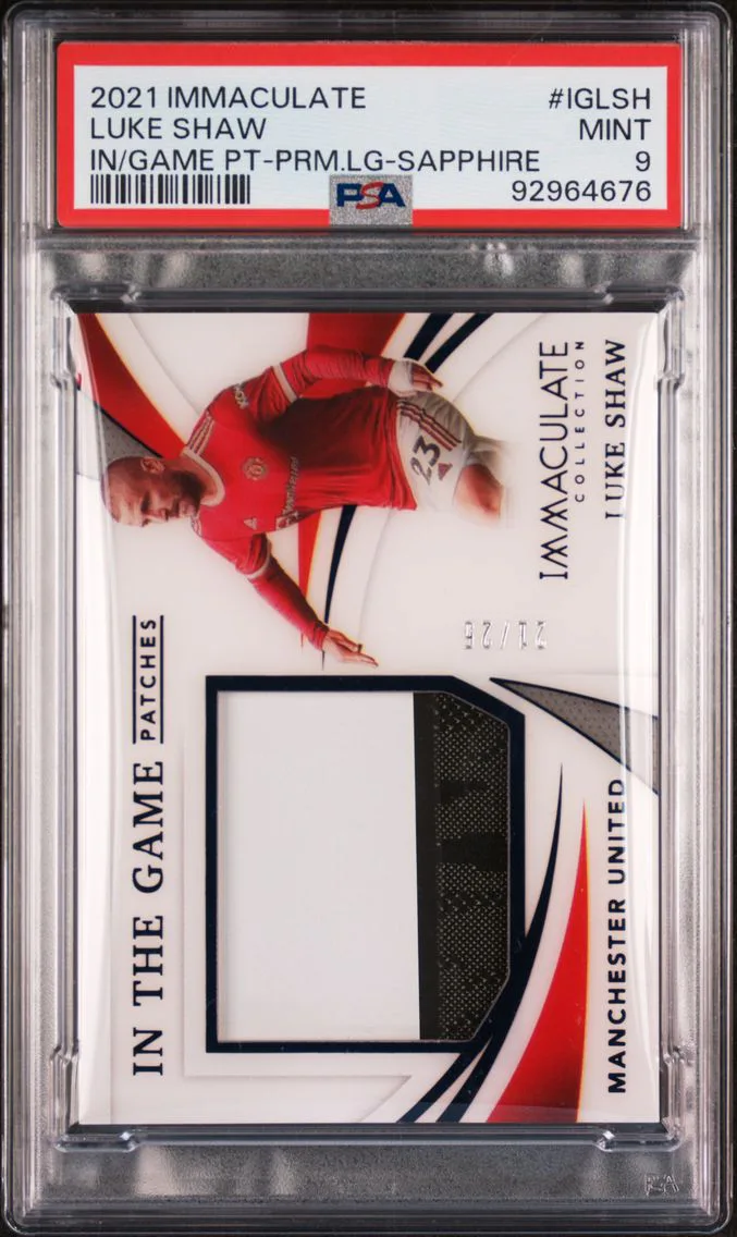 2021 #IGLSH Luke Shaw PSA 9 Panini Immaculate Collection in the Game Patches Premier League