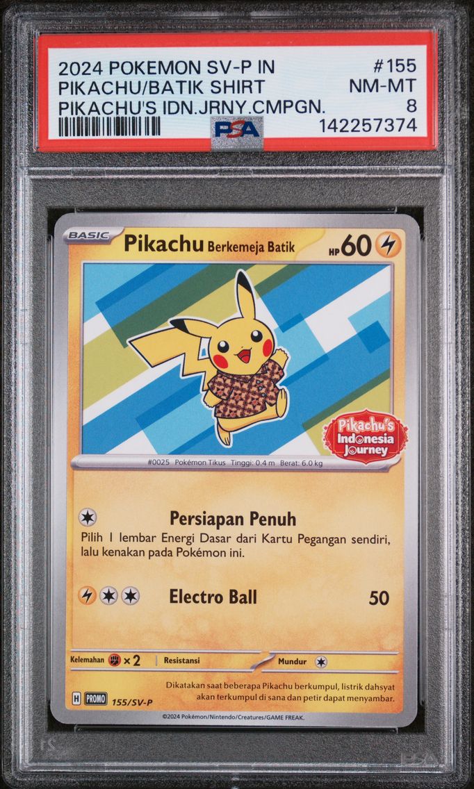 2024 #155 Pikachu in Batik Shirt PSA 8 Indonesian SV-P Promo