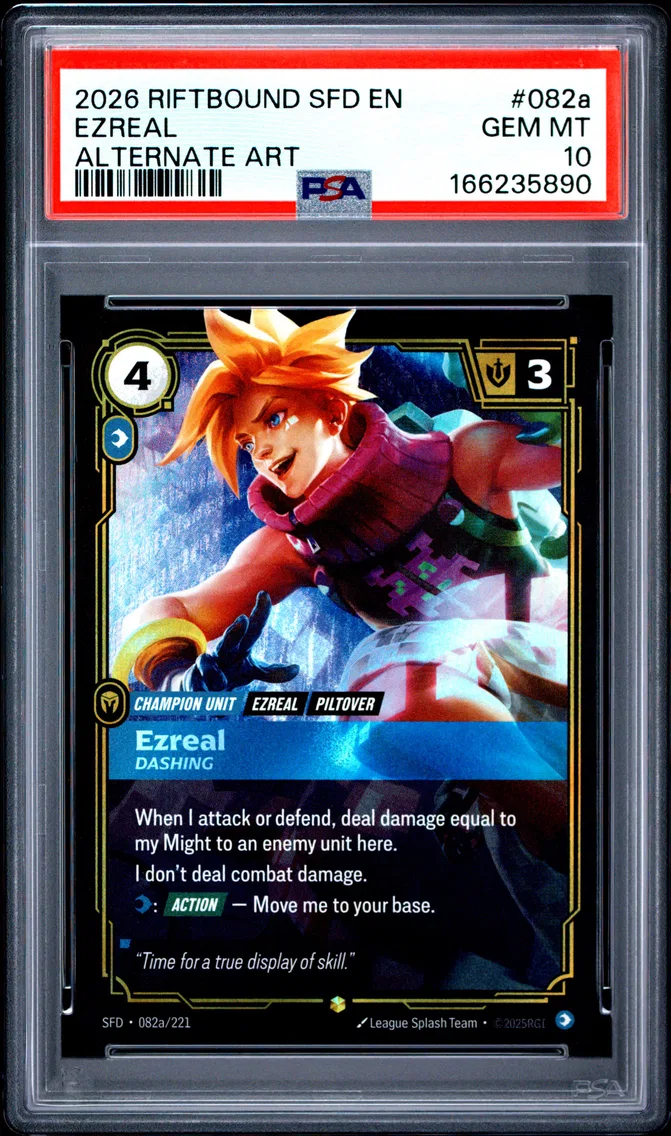 2026 #082a Ezreal - Dashing PSA 10 Riftbound: League of Legends Sfd-Spiritforged