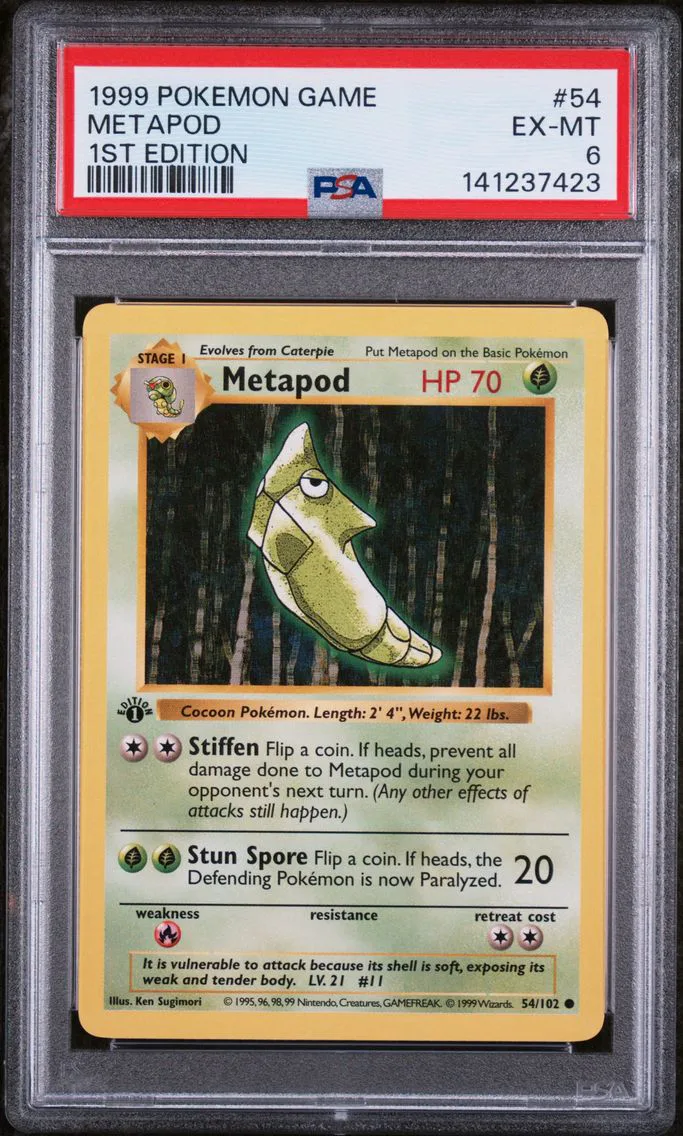 1999 #54 Metapod 1st Edition PSA 6 Game